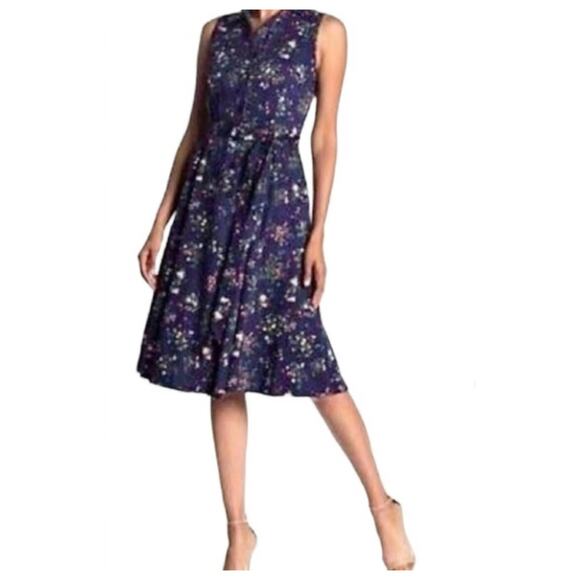 NWT Chetta B Women's Shift Fit Midi Dress Blue 10 Strawberry Floral Novelty Chic - Picture 2 of 16